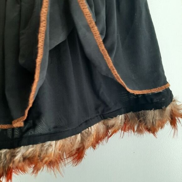 TRISTAN & ISEUT Feather Trim Skirt Slip Black Mesh Midi Underskirt Sz S - Picture 7 of 14